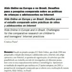 Capa  do documento: Kids Online na Europa e no Brasil. Desafios para a pesquisa comparada sobre as práticas de crianças e adolescentes na Internet.