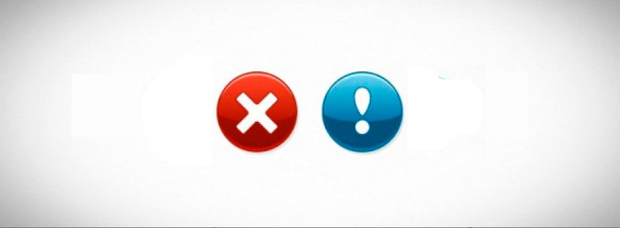 Imagem com dois sinais, um X vermelho e uma exclamação azul.