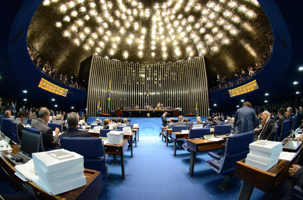 Foto interna da cupula do senado brasileiro.