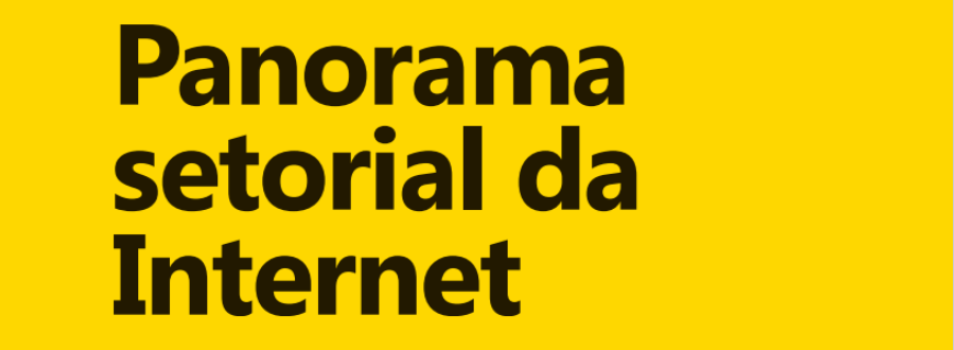Texto em um fundo amarelo: Panorama setorial da internet.