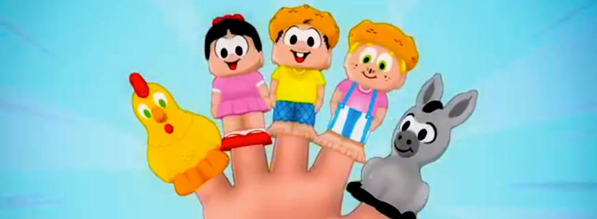 Imagem com bonecos de dedo com a turma do Chico Bento.