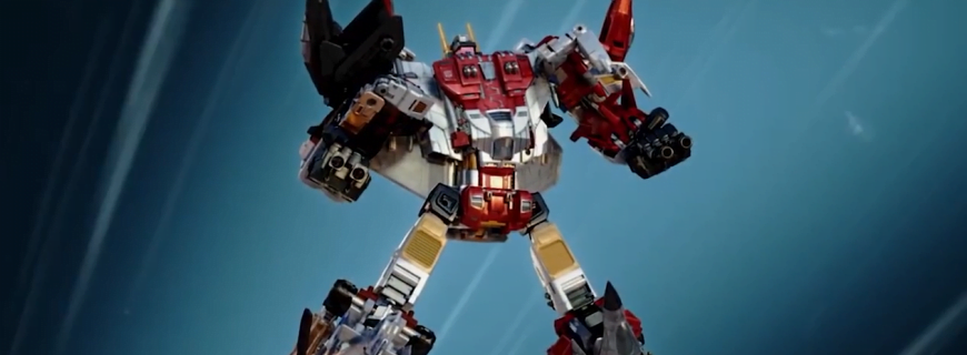 Foto promocional de um boneco Transformers.