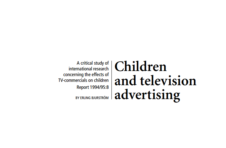 Imagem da capa do documento em inglês: Children and television advertising.
