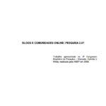 Imagem da capa do documento: Blogs e Comunicação online: Pesquisa 2.0?