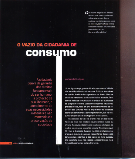 Imagem da capa do livro: O vazio da cidadania de consumo.