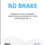 Imagem da capa do livro em inglês: AD Brake. Primary School Children's Perceptions of Unhealthy Food Advertising on TV.