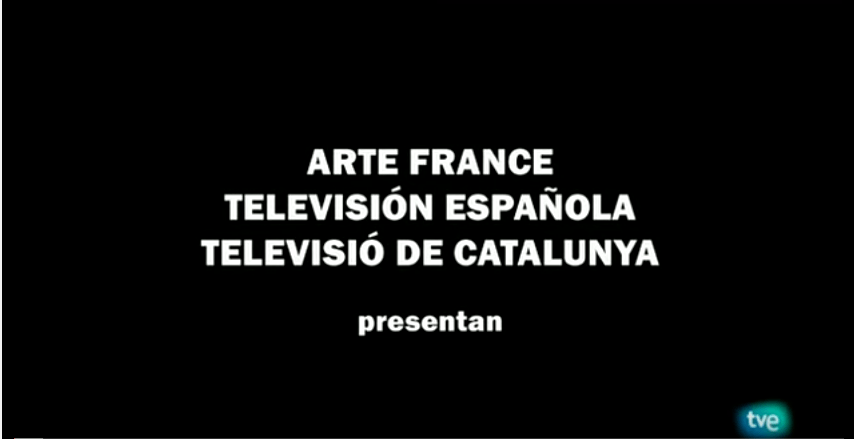 Letras em um fundo preto descreve: Arte france televisión espanõla televisió de catalunya presentan.