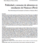 Imagem de um documento em espanhol: Publicidad y consumo de alimentos en estudiantes de Huánuco (Perú)