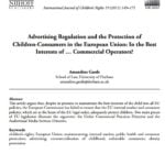 Imagem da capa do documento em inglês: Advertising Regulation and the Protection of  Children-Consumers in the European Union: In the Best Interests of ... Commercial Operators?