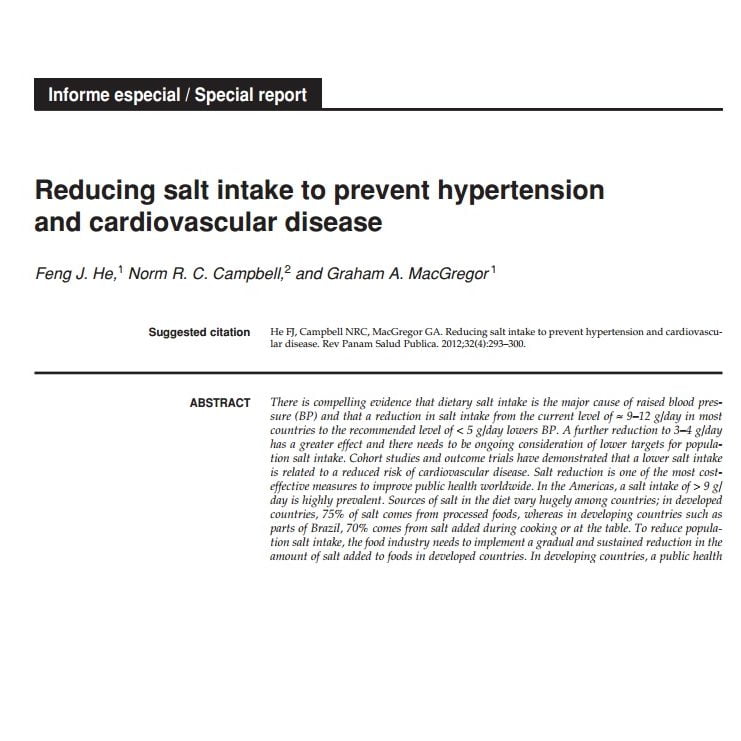 Imagem da capa do livro em inglês: Reducing salt intake prevent hypertension and cardiovascular disease.