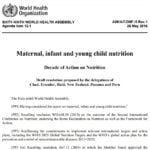 Imagem da capa do documento em inglês: Maternal, infant and young child nutrition.