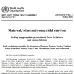 Imagem da capa do documento em inglês: Maternal, infant and young child nutrition.