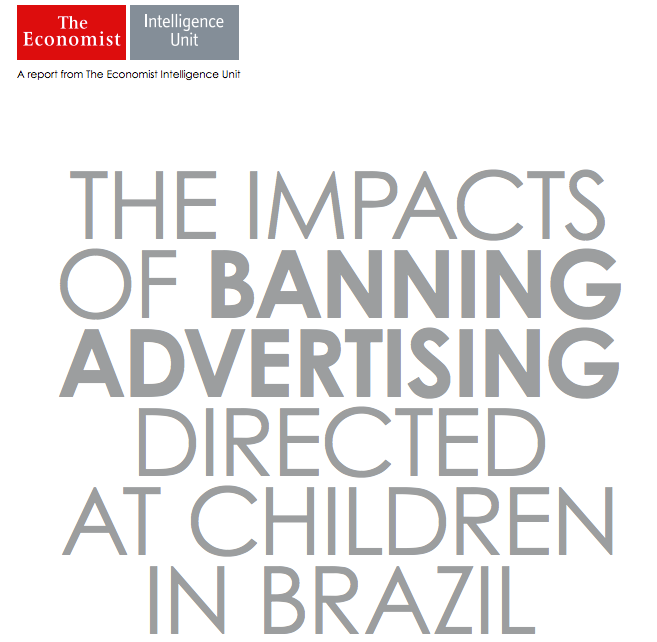 Capa em inglês do relatório: The impacts of banning advertising directed at children in Brazil.