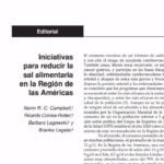Imagem da capa do documento em espanhol descreve: Iniciativas para reducir la sal alimentaria en la Región de las Américas.