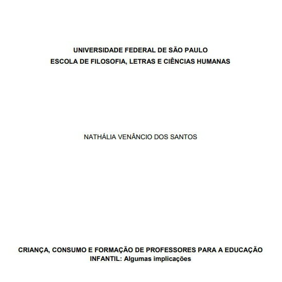 Capa do livro: Universidade Federal de São Paulo escola de filosofia, letras e ciências humanas.