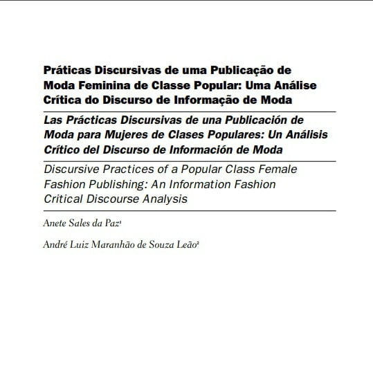 Capa do documento: Práticas Discursivas de uma Publicação de Moda Feminina de Classe Popular: Uma Análise Crítica do Discurso de Informação de Moda.