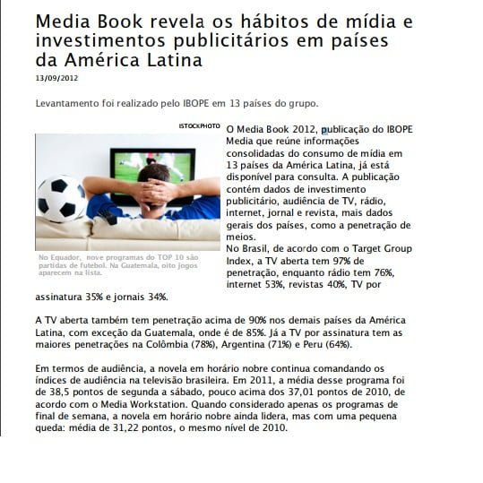Imagem de uma matéria: Media book revela os hábitos de mídia e investimentos publicitários em países da América Latina.