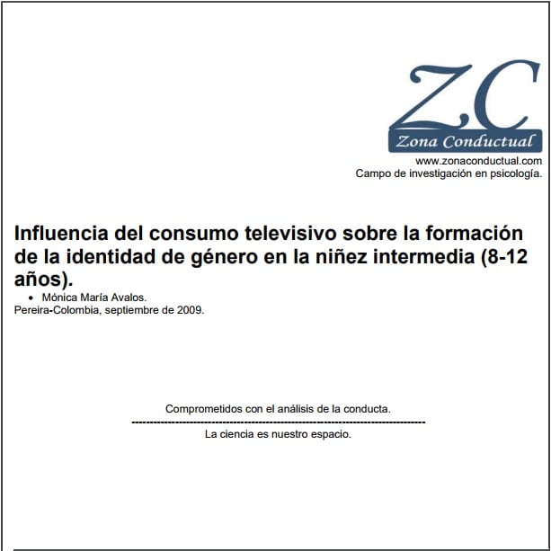 Capa em espanhol do informativo: Influencia del consumo televisivo sobre la formación de la identidad de género en la niñez intermedia (8-12 años).