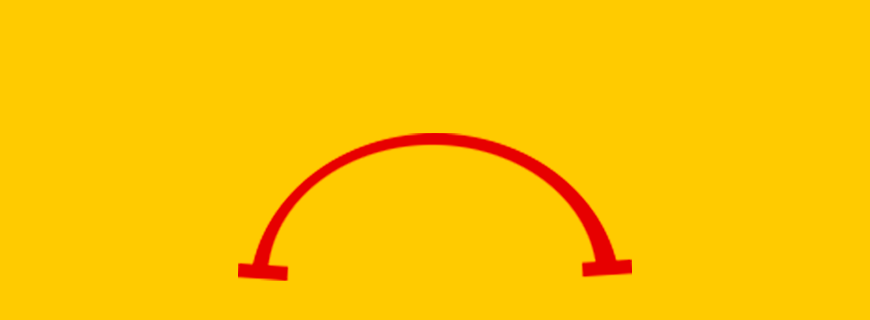 Em fundo amarelo, desenho de uma boca vermelha triste
