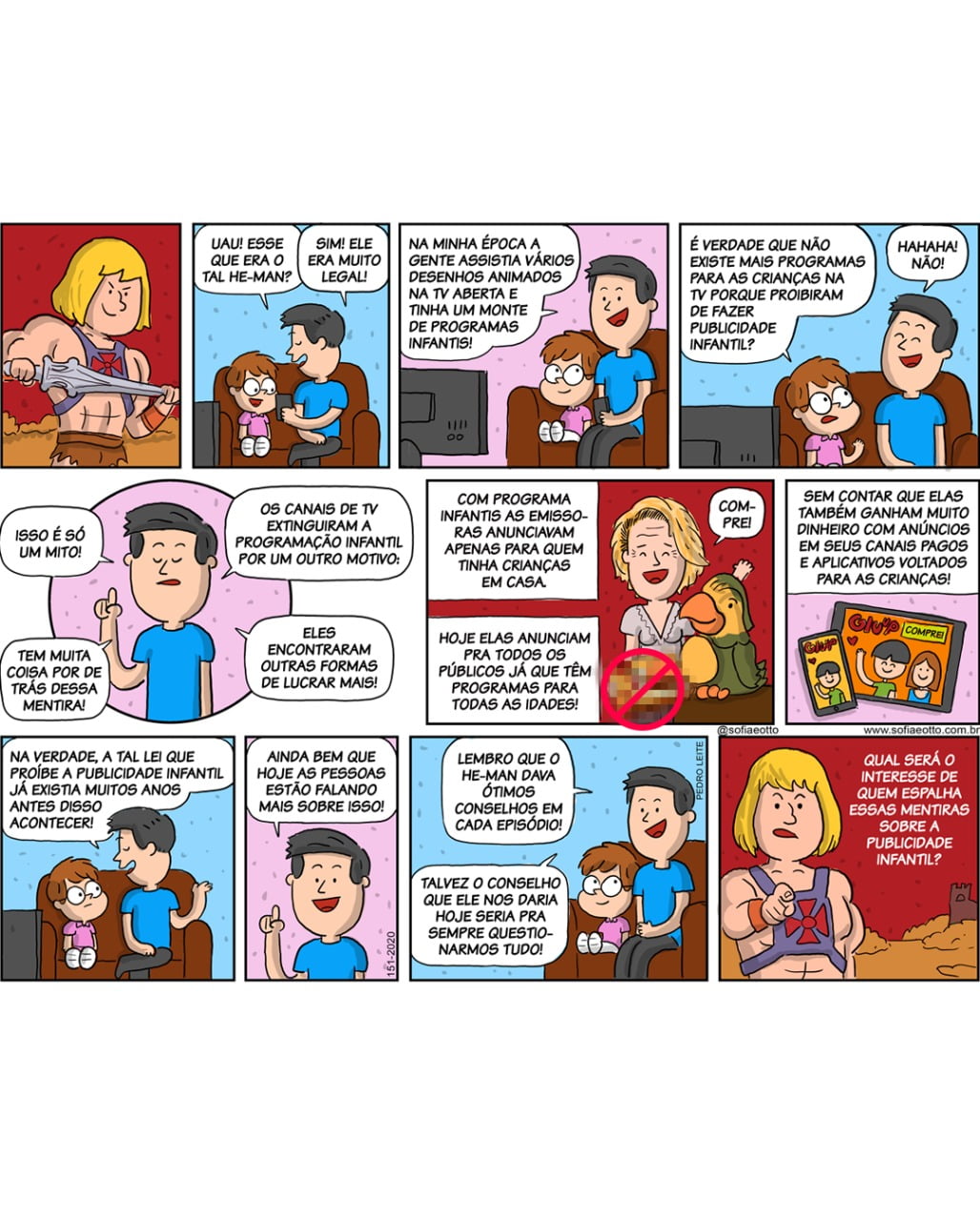 quadrinhos de sofia e otto sobre publicidade infantil
